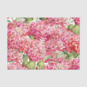 Papier Mousseline Corail vintage rose Hydrangée motif floral
