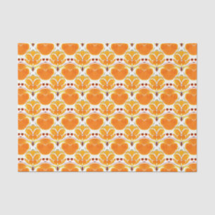 Papier Mousseline Coral Orange et crème Motif Batik