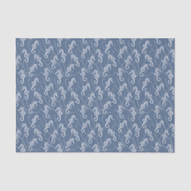Papier Mousseline Coral Reef Seahorse - Bleu (Recto)