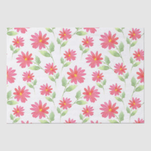 Papier Mousseline Coral rose aquarelle Motif marguerite