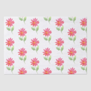 Papier Mousseline Coral rose aquarelle Motif marguerite