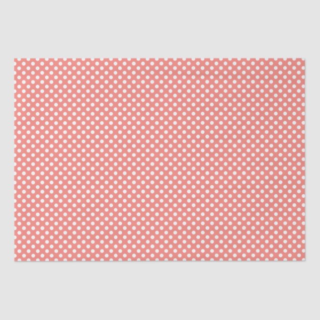 Papier Mousseline Coral rose Polka Motif pointillé (Recto)