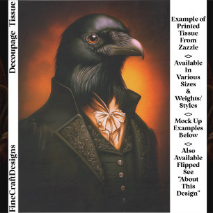 Papier Mousseline Corbeau gothique anthropomorphe en costume vintage