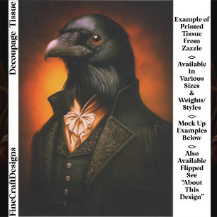 Papier Mousseline Corbeau gothique anthropomorphe en costume vintage