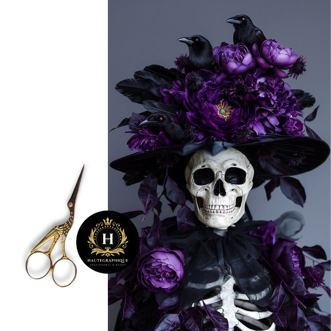 Papier Mousseline Corbeau gothique pourpre Squelette Crâne Découpage (Créateur téléchargé)