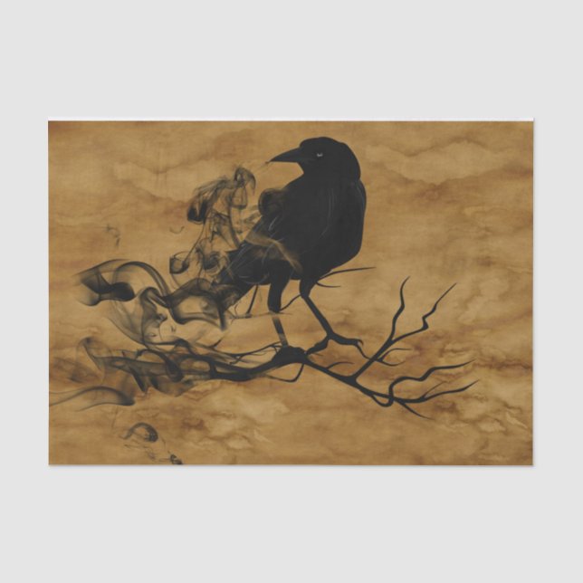 Papier Mousseline Corbeau noir effrayant Halloween (Recto)