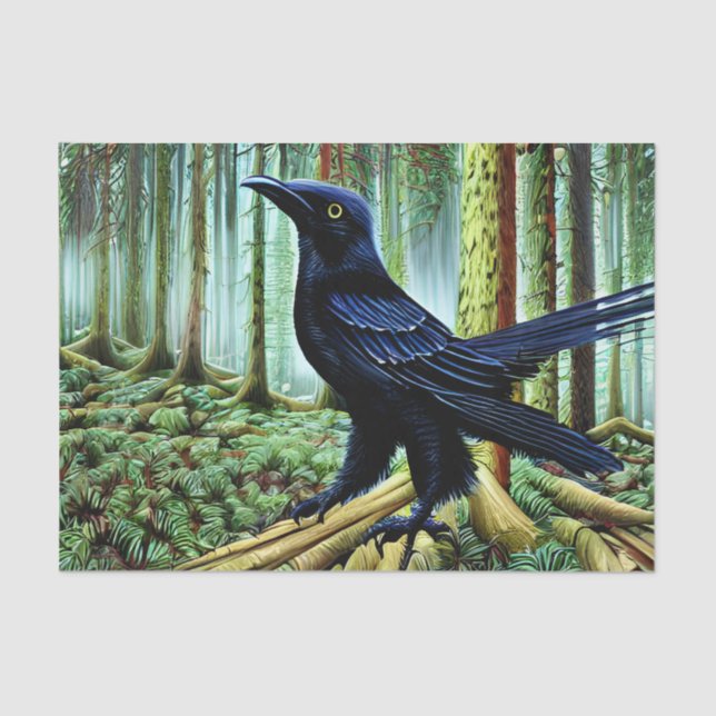 Papier Mousseline Corbeau noir rustique Woodland (Recto)
