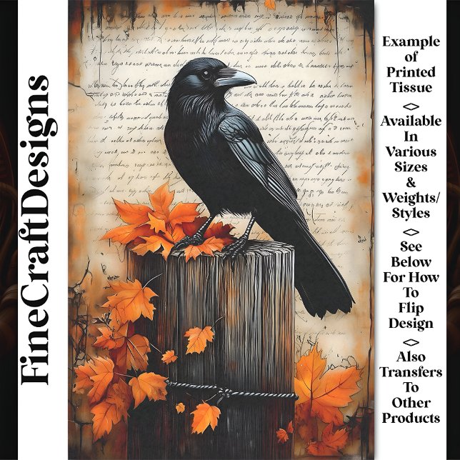 Papier Mousseline Corbeau perplexe, feuilles d'automne BQ6 découpage (Créateur téléchargé)