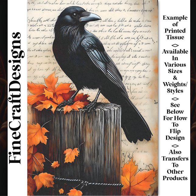 Papier Mousseline Corbeau perplexe, feuilles d'automne BQ7 découpage (Créateur téléchargé)