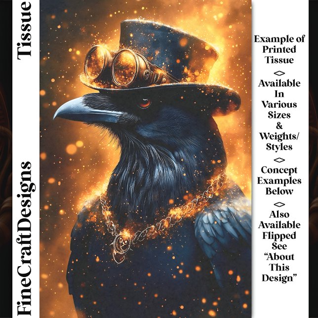 Papier Mousseline Corbeau Steampunk, Braises de Feu DF4L Découpage (Créateur téléchargé)