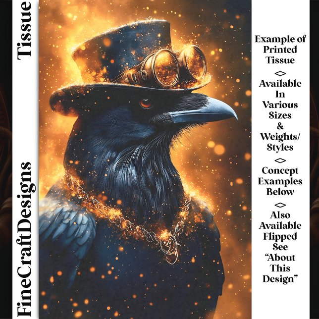Papier Mousseline Corbeau Steampunk, Braises de Feu DF4R Découpage (Créateur téléchargé)