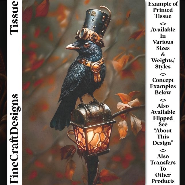 Papier Mousseline Corbeau Steampunk gothique, Lanterne, Découpage DC (Créateur téléchargé)