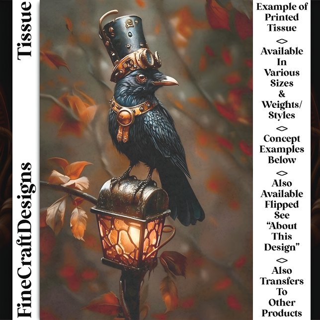 Papier Mousseline Corbeau Steampunk gothique, Lanterne, Découpage DC (Créateur téléchargé)