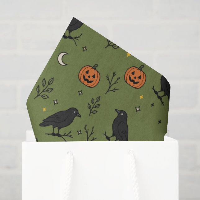 Papier Mousseline Corbeaux  (Sac cadeau)