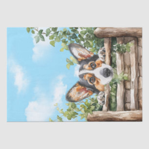 Papier Mousseline Corgi gallois (Pembroke) Aquarelle Chien qui regar