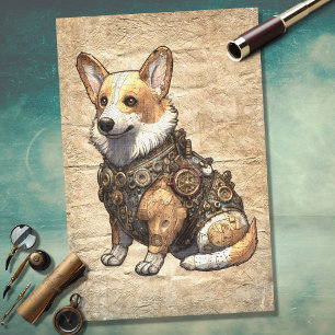 Papier Mousseline Corgi Steampunk 3 Découpage papier