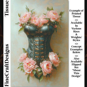 Papier Mousseline Corset en vapeur et pivoines roses DF6R Découpage