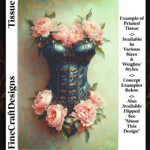 Papier Mousseline Corset et pivoines roses DF6LF Découpage