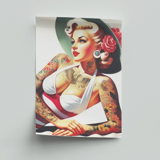 Papier Mousseline Costume de bain tatoué rétro Pin-up (Créateur téléchargé)