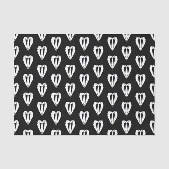 Papier Mousseline Costume Mariage noir et Cravate (Recto)