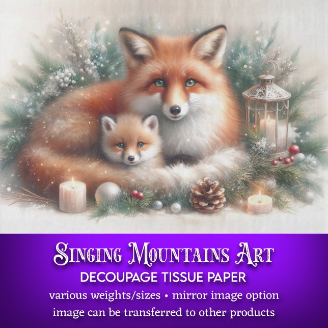 Papier Mousseline Cosy Christmas Fox Famille Russe Découpage hiver (Créateur téléchargé)