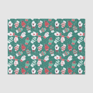 Papier Mousseline Cosy hiver Noël Mittens Motif en vert