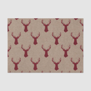 Papier Mousseline Cosy Modern Deer Kraft Plaid Noël