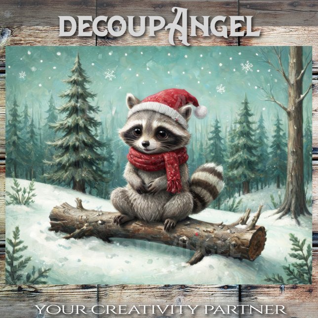 Papier Mousseline Cosy Raccoon à Noël Cheer - Découpage - (Créateur téléchargé)