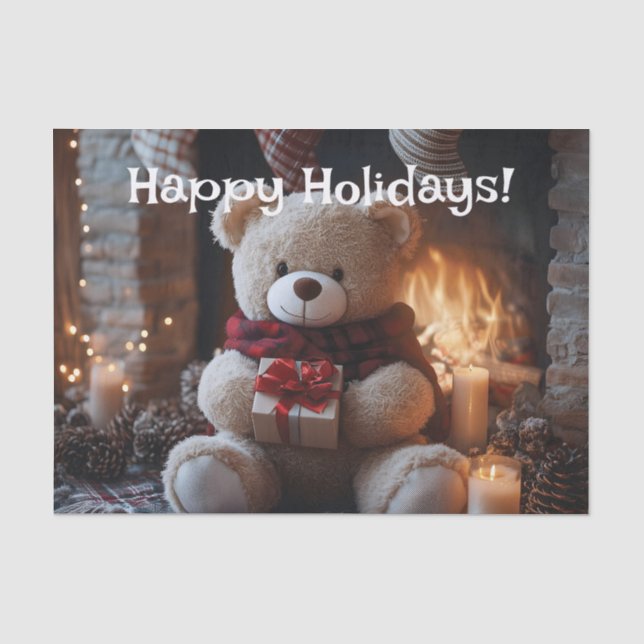 Papier Mousseline Cosy Teddy Bear Conception de vacances (Recto)