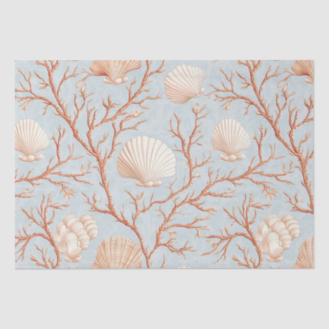 Papier Mousseline Côtier rustique - Coquillages, Starfish, Reef (36) (Recto)