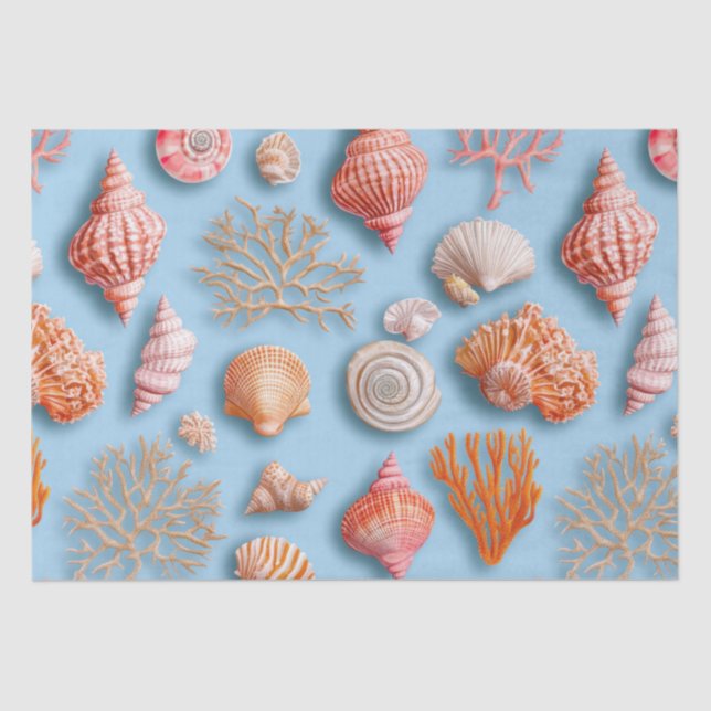 Papier Mousseline Côtière rustique - Coquillages, Starfish, Reef (15 (Recto)