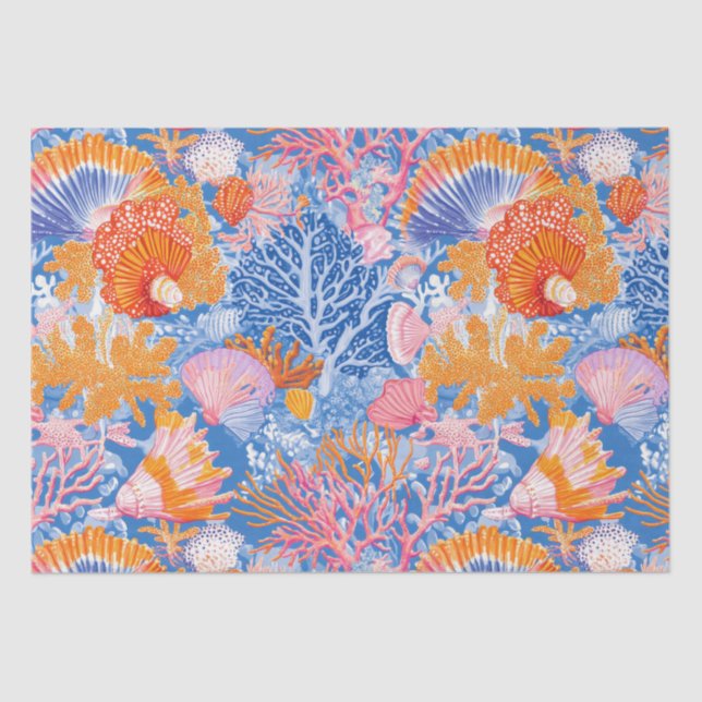 Papier Mousseline Côtière rustique - Coquillages, Starfish, Reef (19 (Recto)