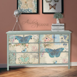 Papier Mousseline Cottage Garden Floral Butterfly Script Decoupage
