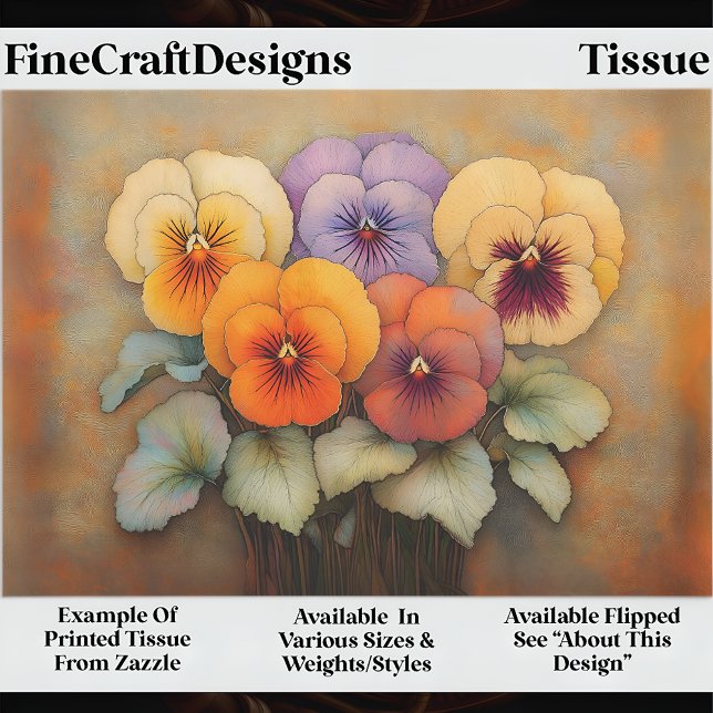 Papier Mousseline Cottage Garden Pansies, Découpage EF8L Vintage (Créateur téléchargé)