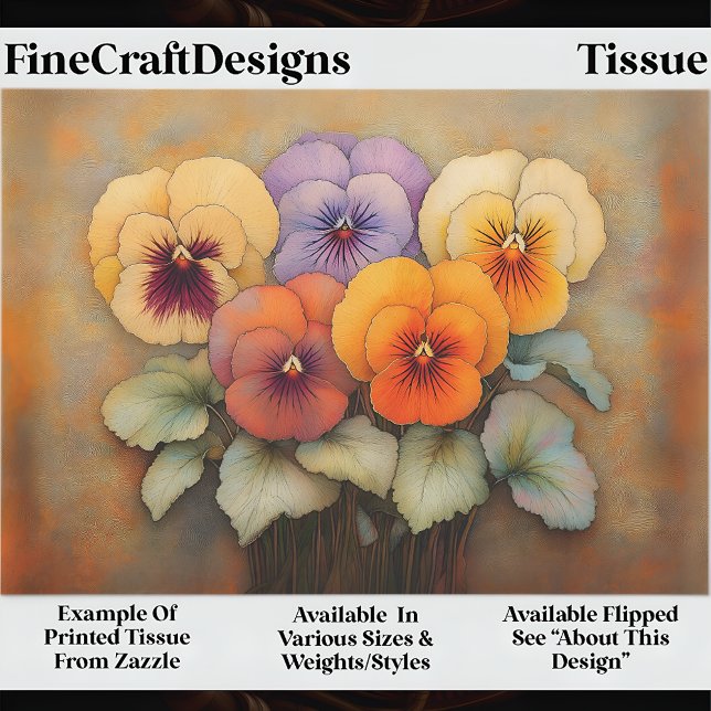 Papier Mousseline Cottage Garden Pansies, Vintage EF8R Découpage (Créateur téléchargé)