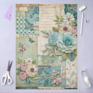 Papier Mousseline Cottagecore Découpage Pastel Floral Collage Craft