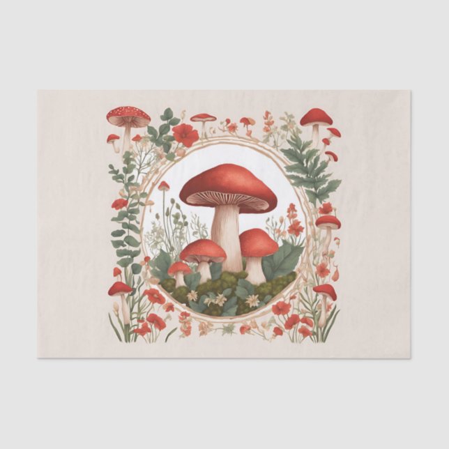 Papier Mousseline Cottagecore Mushrooms Decoupage (Recto)