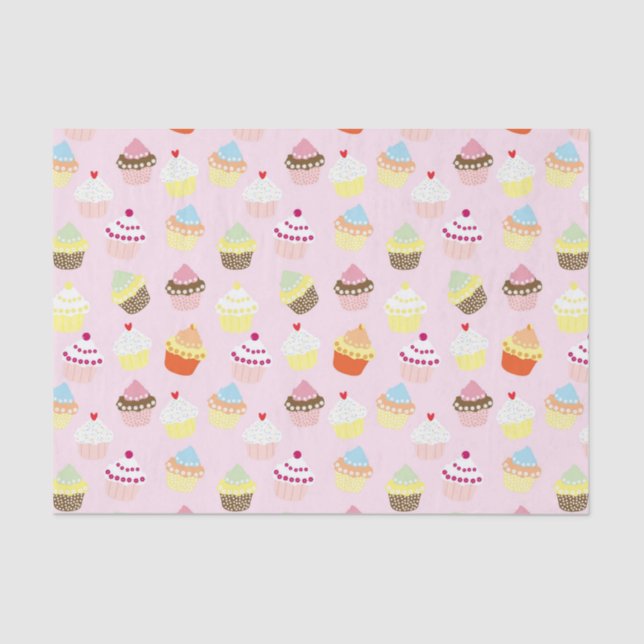 Papier Mousseline Coucakes Motif Pastel Pink (Recto)