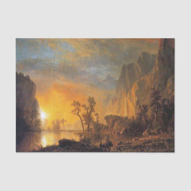 Papier Mousseline Coucher de soleil de Bierstadt dans la peinture de (Recto)