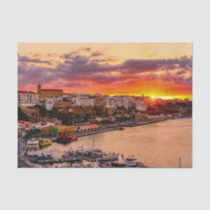 Papier Mousseline Coucher de soleil sur le port de Mahon - Menorca,