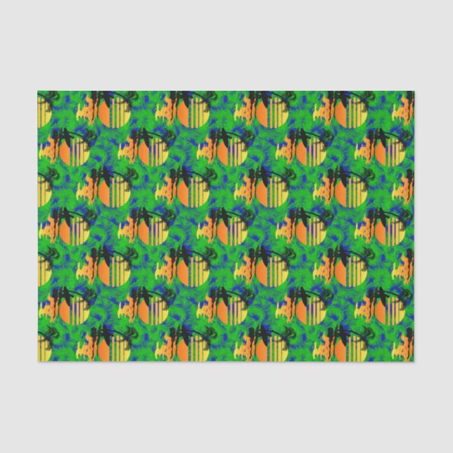 Papier Mousseline Coucher du soleil surfant (Recto)