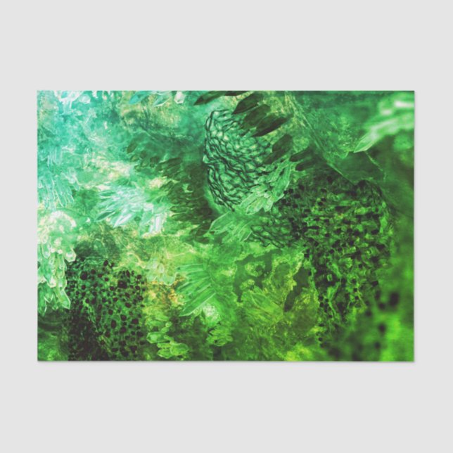 Papier Mousseline Couches de cristaux verts (Recto)