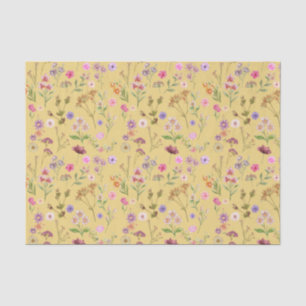 Papier Mousseline couleur de l'eau florale motif- rose, violet, vert