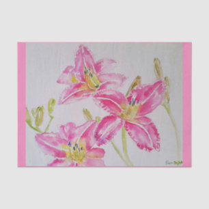 Papier Mousseline Couleur d'eau à fleurs douces rose