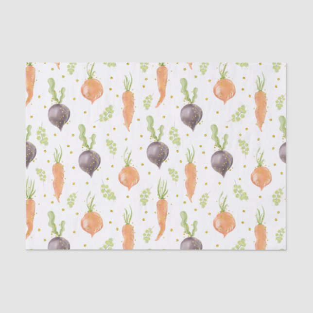 PAPIER MOUSSELINE COULEUR D'EAU BEETS ET CAROTTES D'ORANGE (Recto)