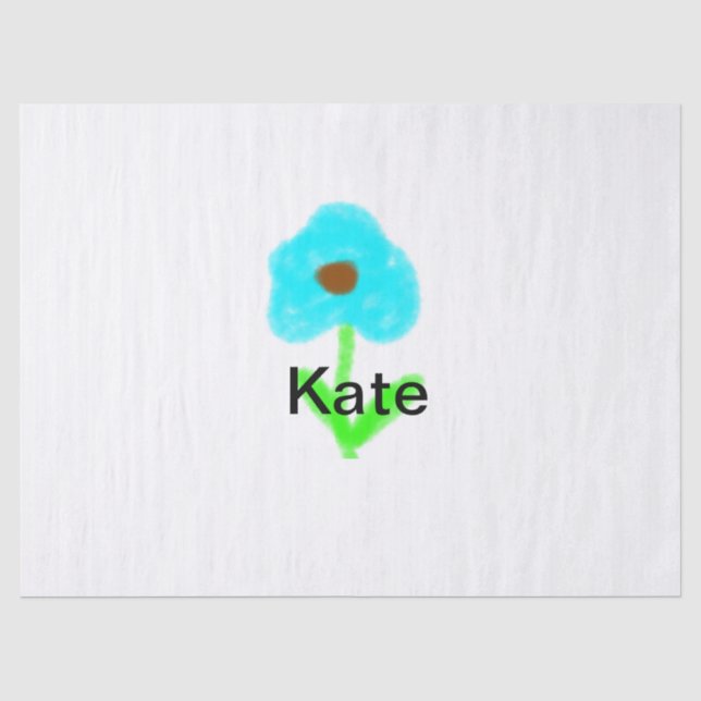 Papier Mousseline Couleur d'eau bleu vert ajouter votre nom texte pe (Recto)
