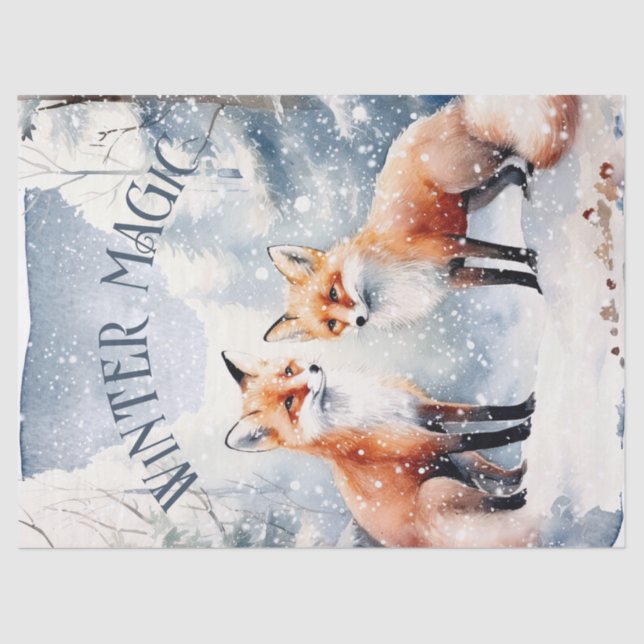 Papier Mousseline Couleur d'hiver Fox Magie hivernale (Recto)