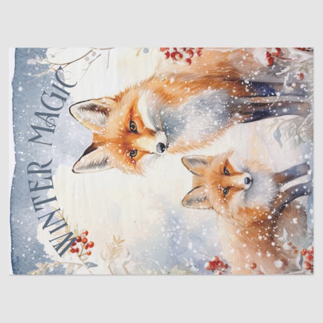 Papier Mousseline Couleur d'hiver Fox Magie hivernale (Recto)