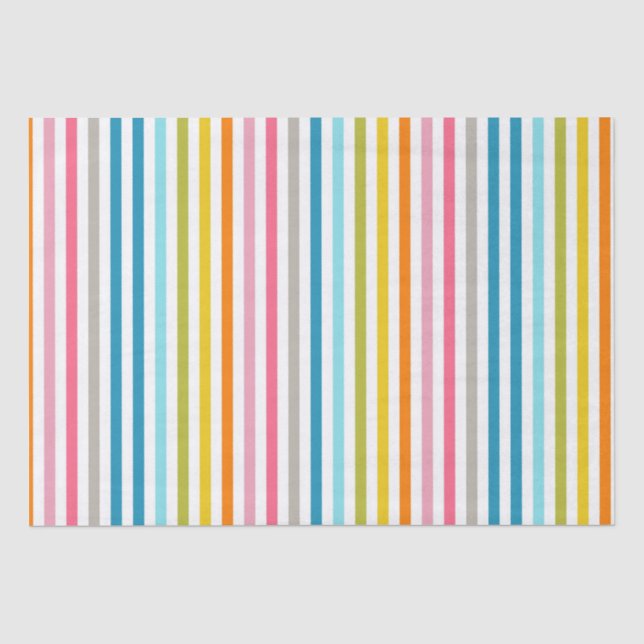 Papier Mousseline Couleur été arc-en-ciel rayures (Recto)