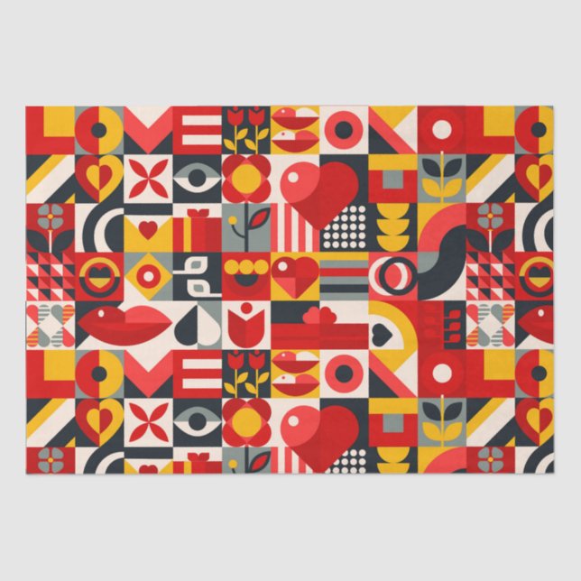 Papier Mousseline Couleur géométrique (Recto)